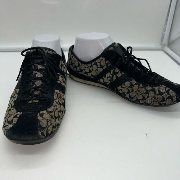 Coach Tania Monogrammed Canvas and Suede Sneaker - Picture 1 of 13